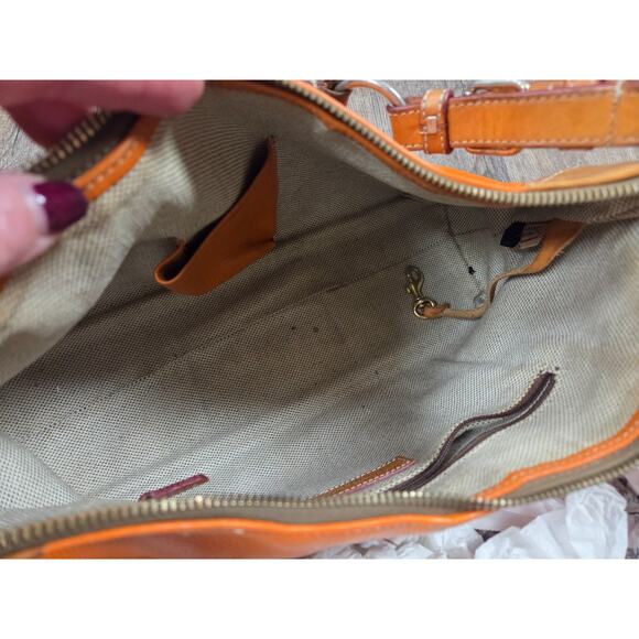 Dooney & Bourke Small O-Ring Slouch Shoulder Bag Orange Leather Original Purse - Picture 7 of 9